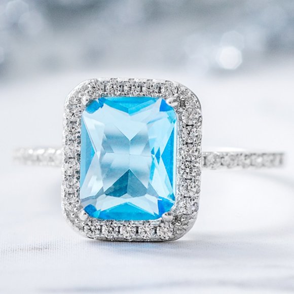 Blue Topaz Gemstone ring,  size 5, 925 Sterling Silver Charmed Aroma - Picture 1 of 6